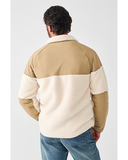 Faherty Brand Natural High Pile Fleece Vintage Zip Jacket for men