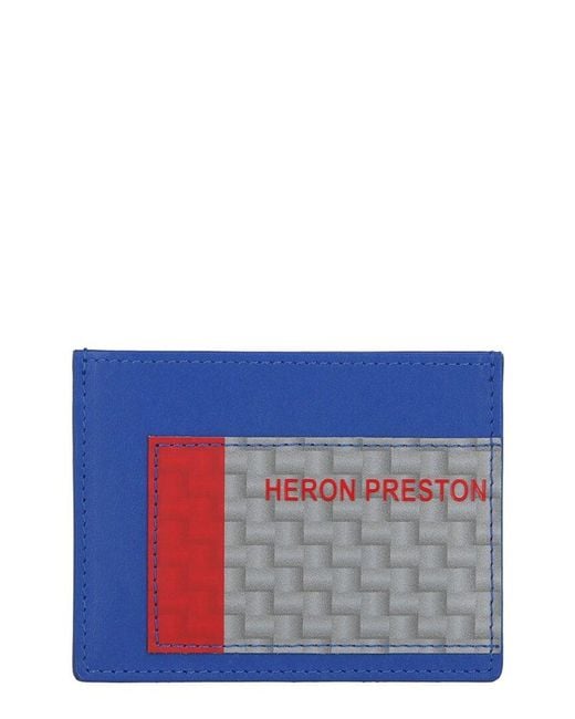 Heron Preston Blue Hp Tape Leather Card Holder Wallet for men
