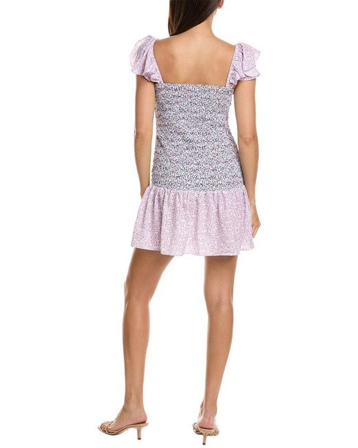 French Connection Purple Enora Ruched Mini Dress