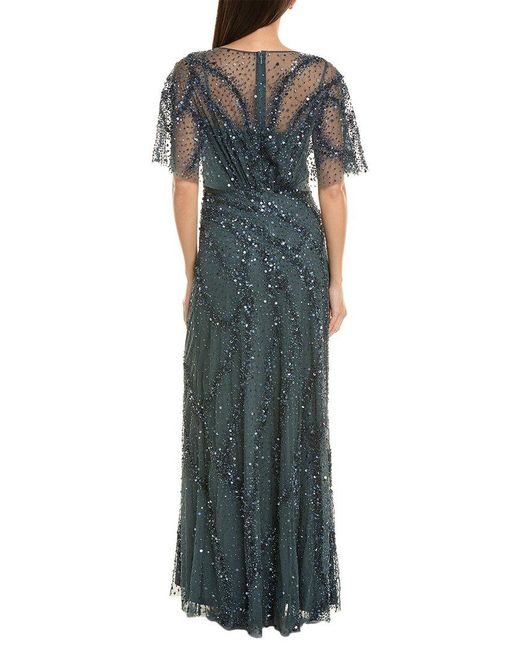 THEIA Blue Embellished Gown