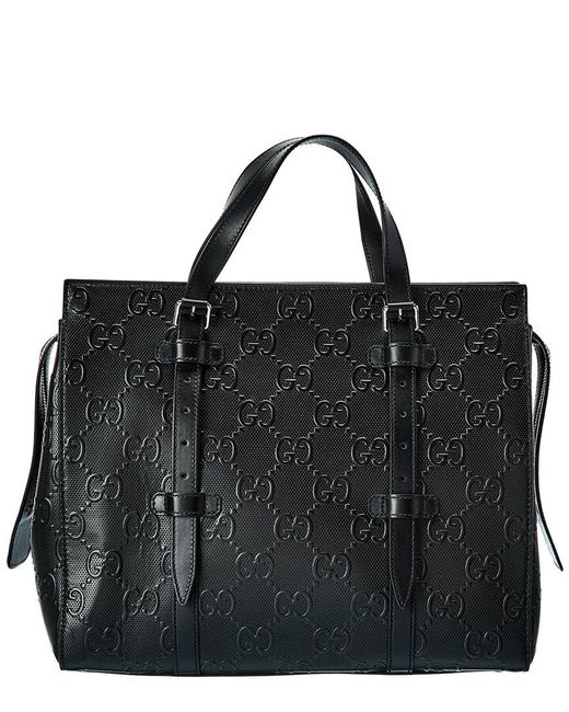 Gucci Black GG Embossed Tote Bag for men