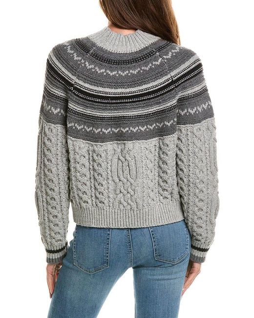 525 America Gray Cable Wool-Blend Pullover