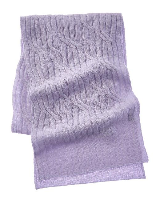 Hannah Rose Purple Wide Cable Cashmere Scarf