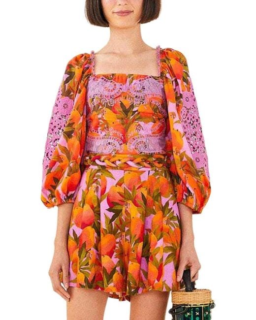 Farm Rio Red Macaws Blouse