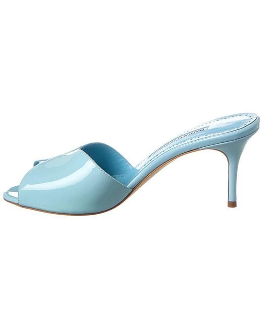 Manolo Blahnik Blue Houramu 70 Patent Sandal