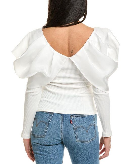 Beulah London White Puff Sleeve Top