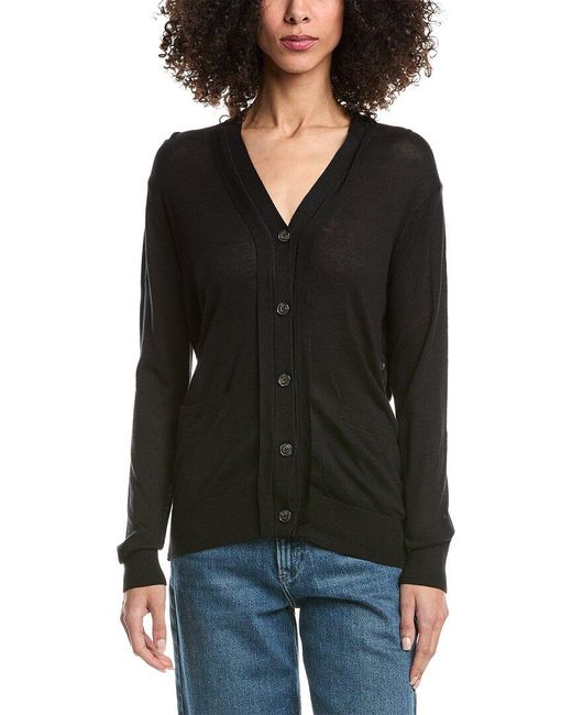 3.1 Phillip Lim Black Faux Layered Wool & Silk-Blend Cardigan