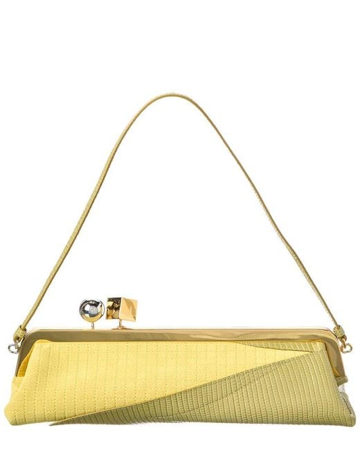 Jacquemus Yellow Salon Mais Suede & Leather Clutch