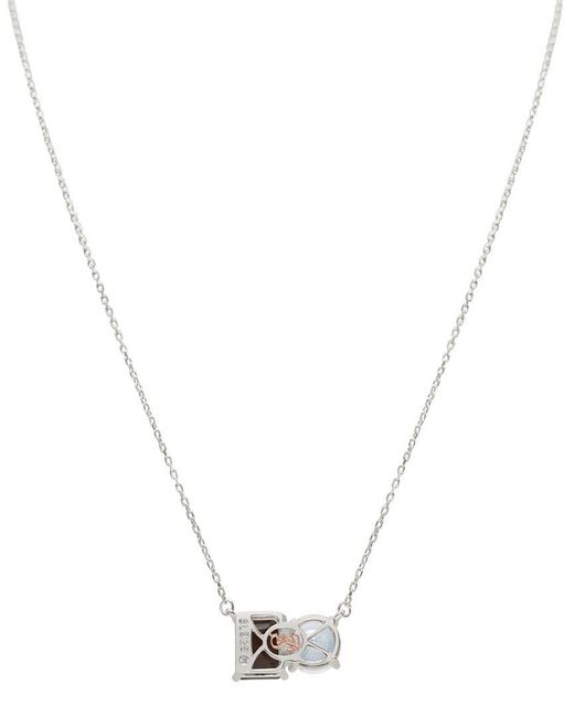 Suzy Levian Metallic Silver 5.00 Ct. Tw. Gemstone Toi Et Moi Necklace