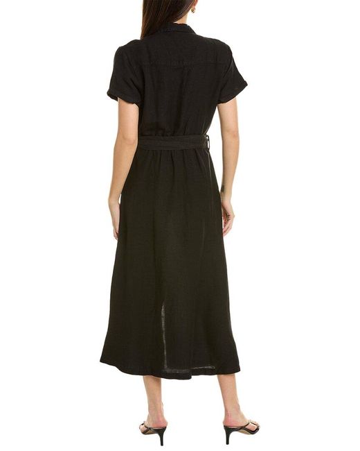 Bella Dahl Black Button Front Linen-blend Midi Dress