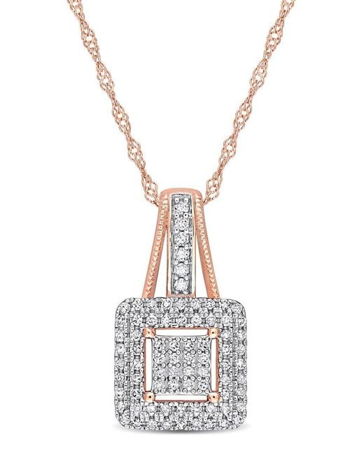 Rina Limor Metallic 10k Rose Gold 0.25 Ct. Tw. Diamond Pendant Necklace