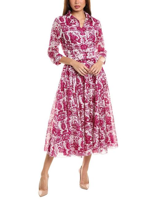 Samantha Sung Red Aster Shirtdress