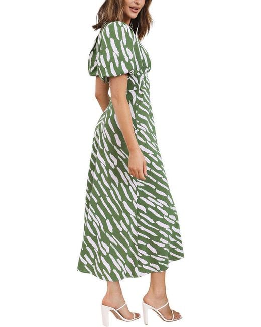 LEON GORI Green Short Sleeve Midi Dress