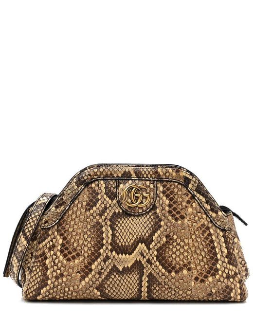 Gucci Brown Beige Snakeskin Leather Small Re(belle) Crossbody (authentic Pre-loved)