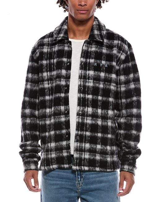 RTA Black Parlan Wool & Alpaca-Blend Shacket for men