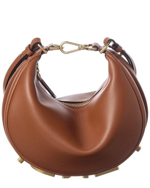 Fendi Brown Graphy Mini Leather Hobo Bag