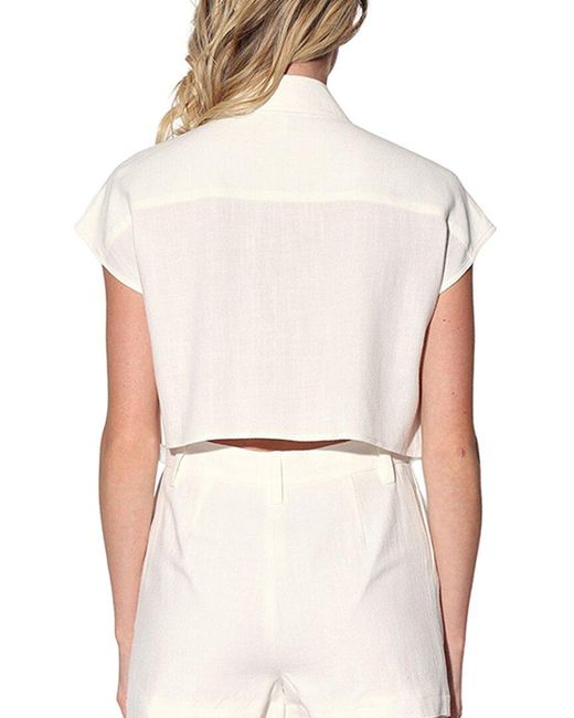 Walter Baker Natural Bryce Linen-Blend Top