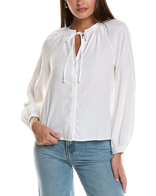 Bella Dahl White Full Sleeve Raglan Shirt