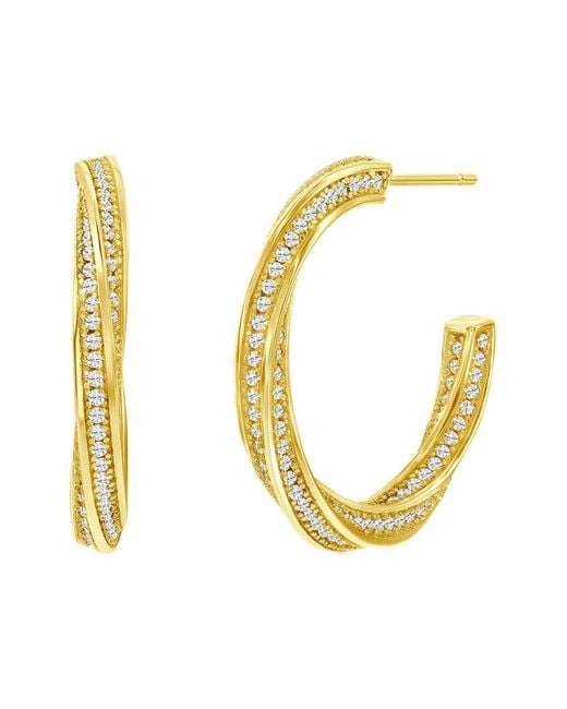Suzy Levian CZ Jewelry Metallic Suzy Levian Silver Cz Hoops