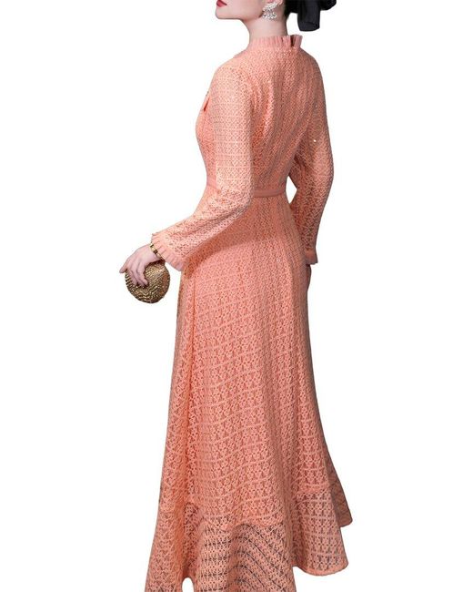 BURRYCO Pink Long Sleeve Midi Dress