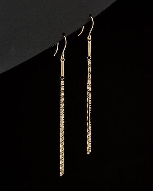 Italian Gold Black 14k Tassel Dangle Earrings