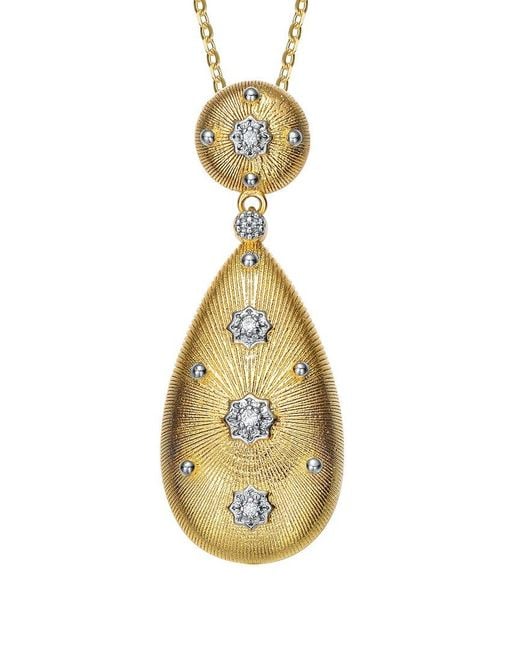 Rachel Glauber Metallic Two-tone Plated Cz Necklace