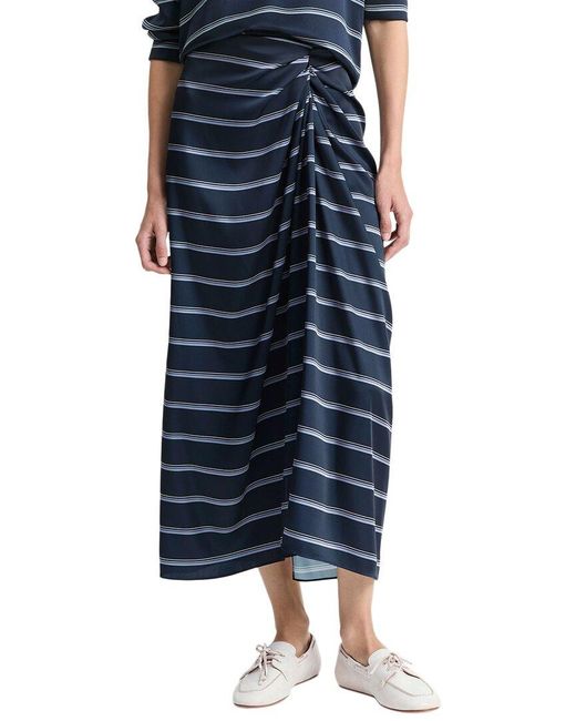 Vince Blue Rugby Stripe Gathered Skirt