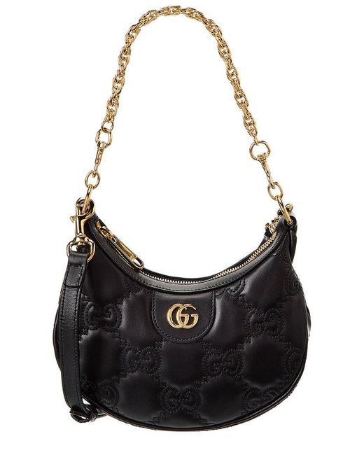 Gucci Black GG Matelasse Mini Leather Hobo Bag