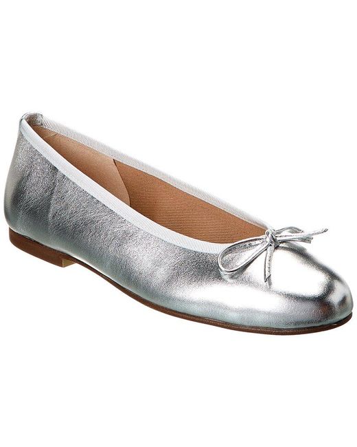 French Sole White Emerald Leather Flat