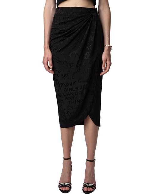 Zadig & Voltaire Black Jamelia Jac Manifesto Silk Skirt