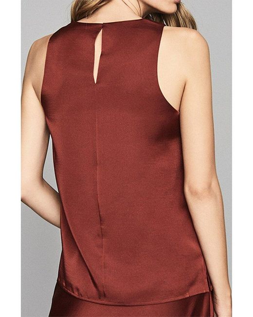 Reiss Red Martine Drape Front Top