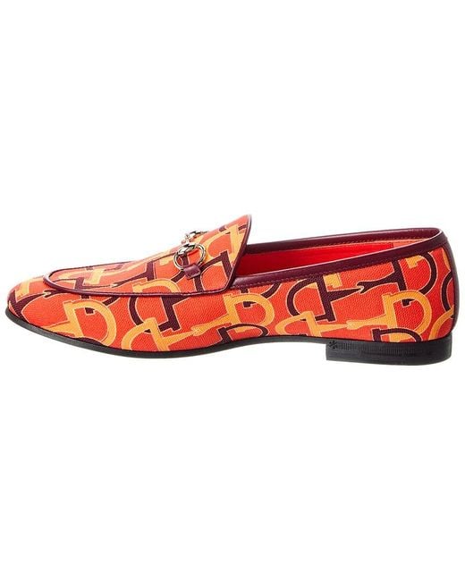Gucci Red Jordaan Canvas Loafer