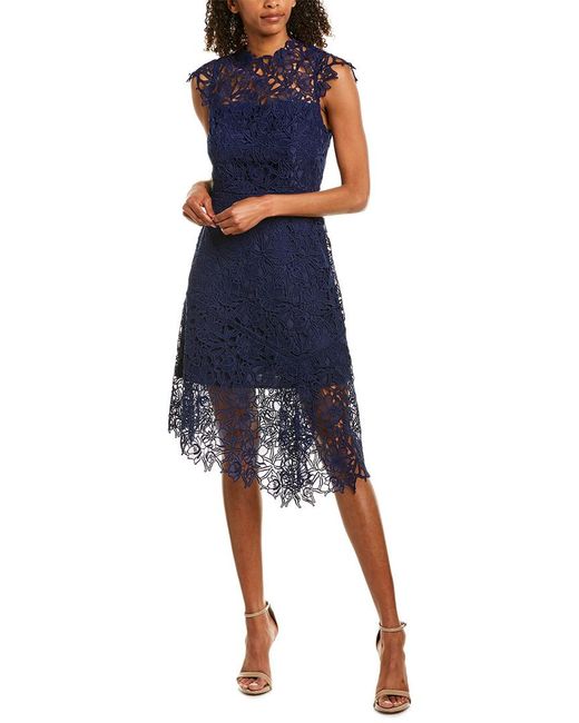 Ex Reiss Navy June Lace Overlay Dress Size 4-16 