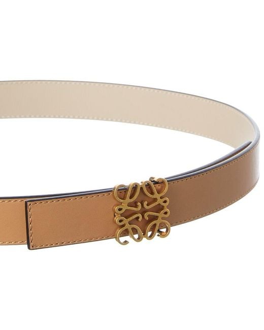 Loewe White Anagram Reversible Leather Belt
