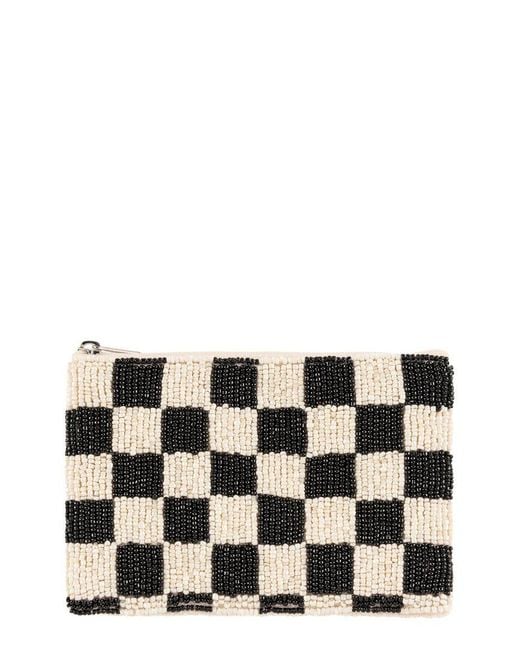 Shiraleah Black Checks Beaded Zip Pouch