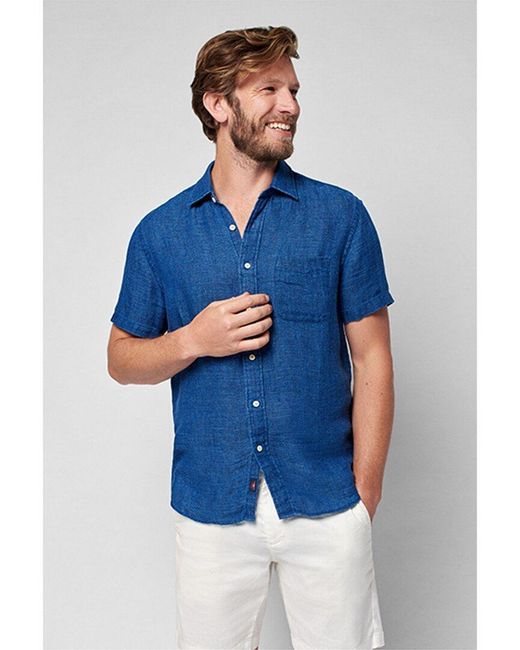 Faherty Brand Blue Laguna Linen Shirt for men