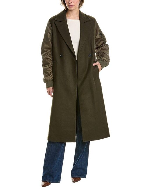 AllSaints Green Paulah Wool-blend Coat
