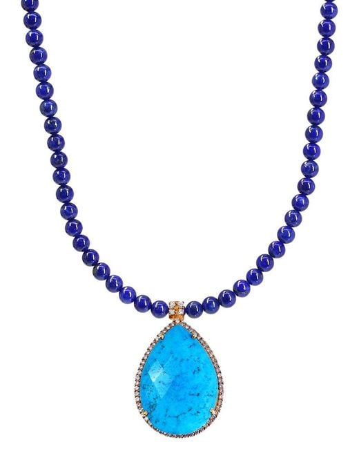 Liv Oliver Blue 18K Plated 36.50 Ct. Tw. Drop Necklace
