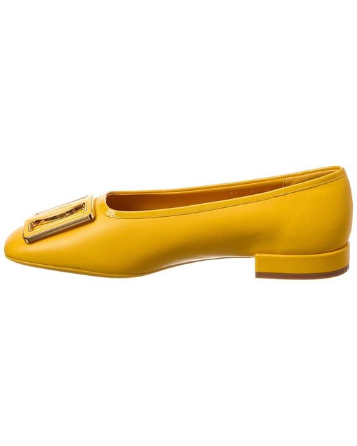 Ferragamo Yellow Myrna Leather Ballerina Flat