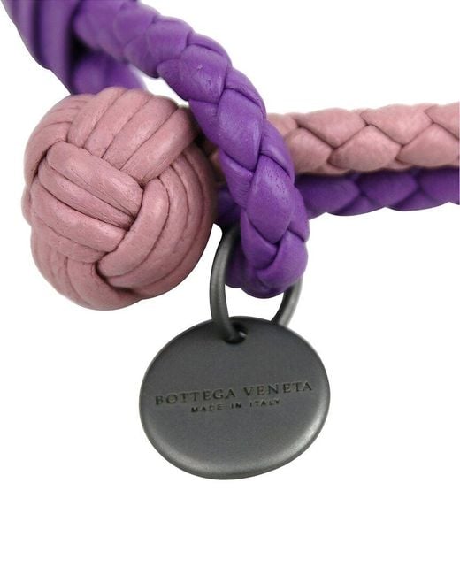 Bottega Veneta Purple Braided Leather Bracelet