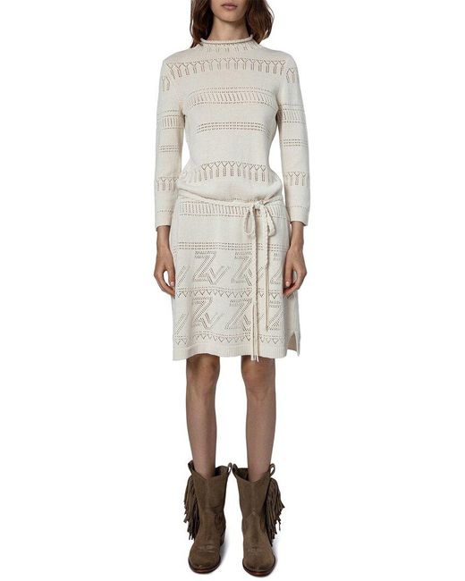 Zadig & Voltaire White Cecily Zv Mono Linen-blend Mini Dress