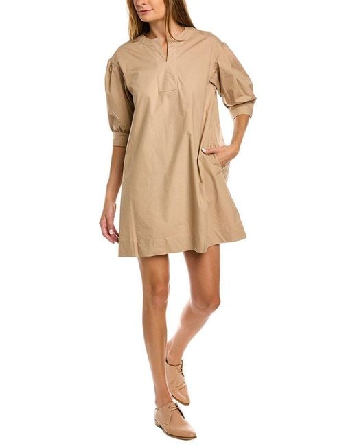 Gracia Back Button Point Mini Dress in Beige (Natural) | Lyst UK