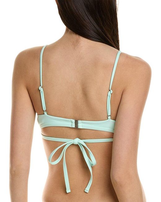 Jonathan Simkhai Green Harlen Solid Tie-Front Bikini Top