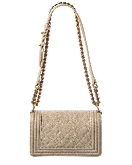 Chanel Natural Beige Caviar Quilted Leather Small Boy Flap (authentic Pre-loved)