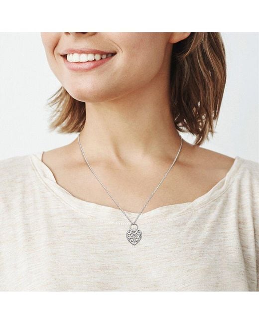 Italian Silver Metallic Heart Lock Pendant