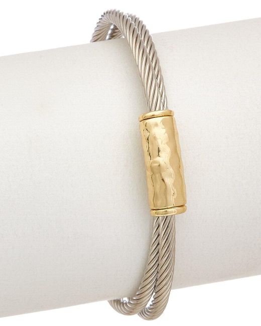 Juvell White 18K Two-Tone Plated Twisted Cable Cuff