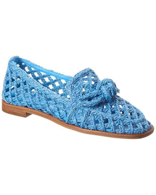Alexandre Birman Blue Clarita Raffia Flat