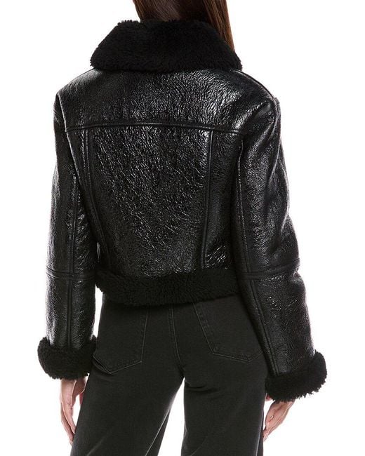 MICHAEL Michael Kors Black Cropped Shearling Jacket
