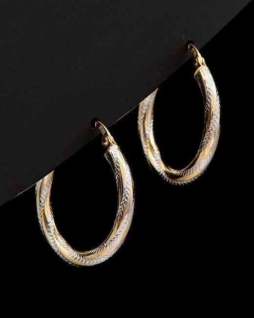 Italian Gold Black 14k Two-tone Hoops