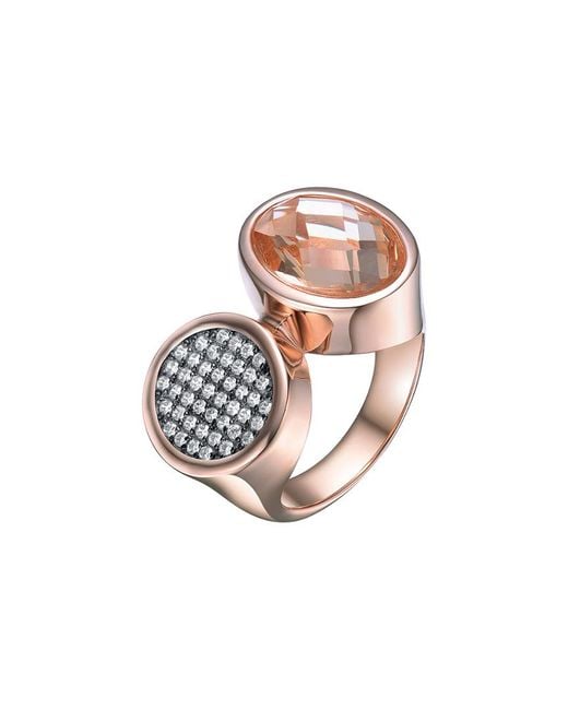 Genevive Jewelry White 18k Rose Gold Vermeil Ring